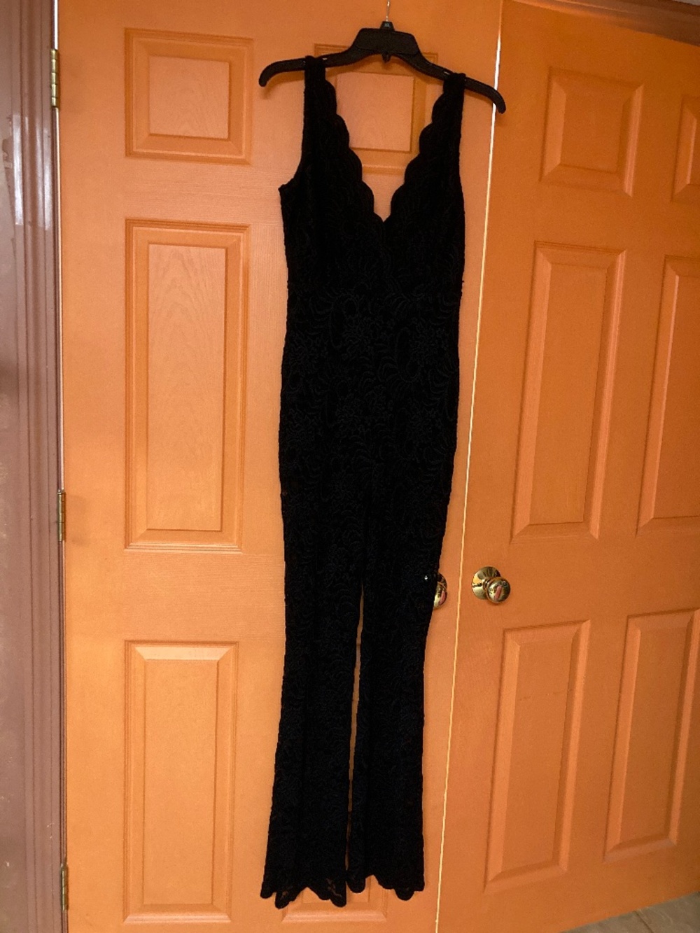 NWT Bebe Black Lace Jumpsuit Sz XS